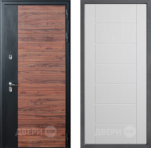 Входная металлическая Дверь Дверной континент ДК-15 Красное Дерево ТЕРМО ФЛ-Лайн Белое дерево