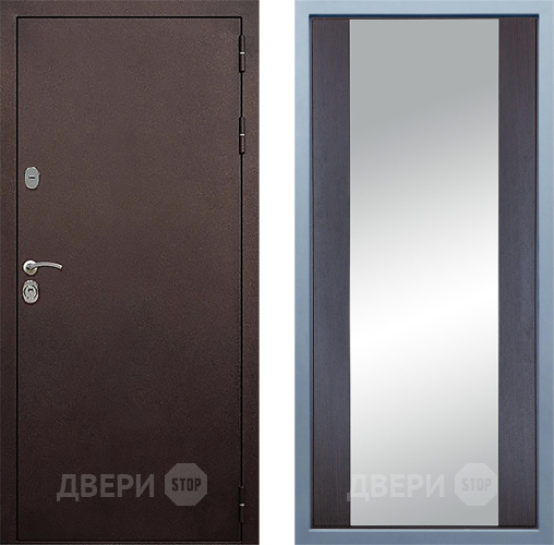 Входная металлическая Дверь Дива МД-40 Медь Д-15 Зеркало Венге