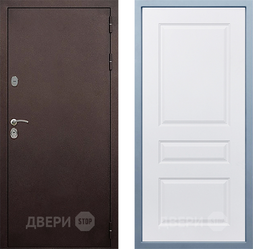 Входная металлическая Дверь Дива МД-40 Медь Д-13 Белый