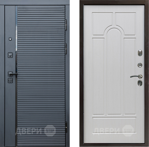 Входная металлическая Дверь Престиж Черная Линия Арка Лиственница белая