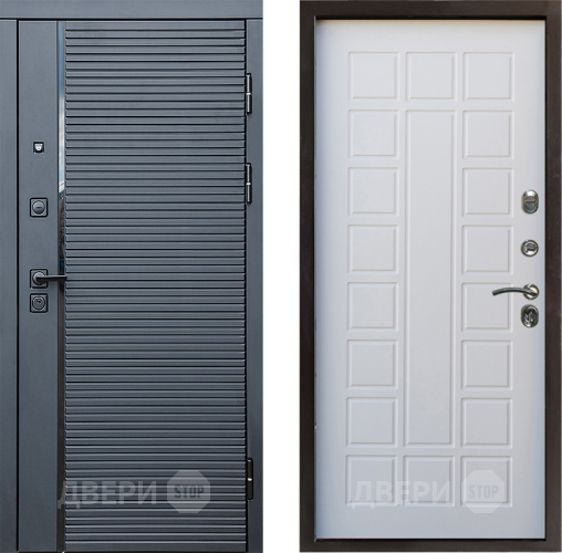 Входная металлическая Дверь Престиж Черная Линия Престиж Белое дерево