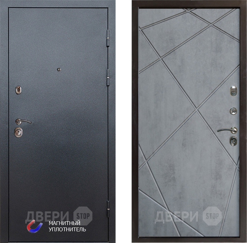 Входная металлическая Дверь Престиж Графит Лучи Бетон темный