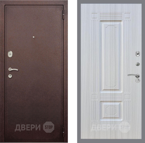 Входная металлическая Дверь Рекс (REX) 2 Медный Антик FL-2 Сандал белый