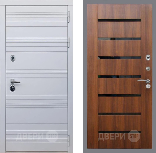Входная металлическая Дверь Рекс (REX) 14 Силк Сноу СБ-14 стекло черное Орех бренди
