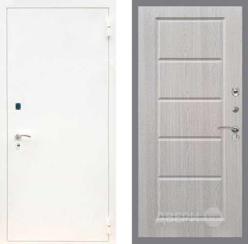 Входная металлическая Дверь Рекс (REX) 1А Белая шагрень FL-39 Беленый дуб