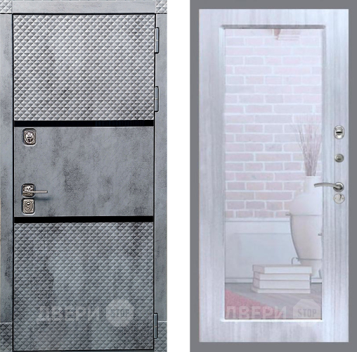 Дверь Рекс (REX) 15 Бетон Темный Зеркало Пастораль Сандал белый